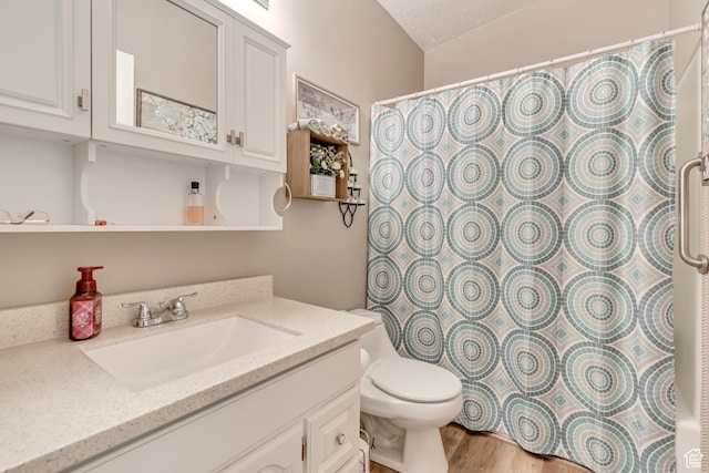3238 S Maple Way, West Valley City, UT 84119 - full bath featuring toilet, wood finished floors, vanity, and curtained shower