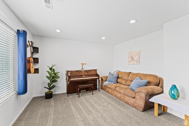 2868 W Willow Sprout Rd S, Lehi, UT 84043 - living room with carpet, recessed lighting, and baseboards