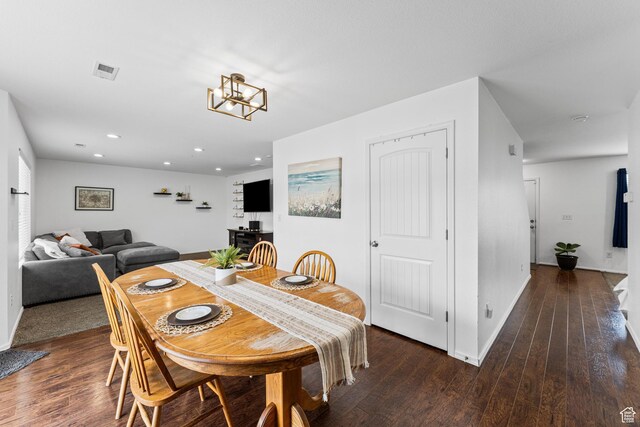 2868 W Willow Sprout Rd S, Lehi, UT 84043 - dining area featuring wood finished floors, a chandelier, recessed lighting, and baseboards