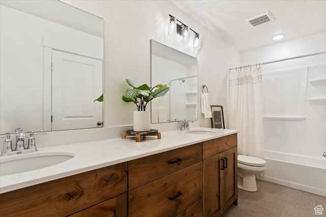 2085 W 1575th Ct S Unit 126, West Haven, UT 84401 - full bathroom with toilet, double vanity, and shower / tub combo with curtain