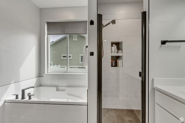 3537 S 5050 W, West Haven, UT 84401 - bathroom featuring a shower stall, a garden tub, and vanity