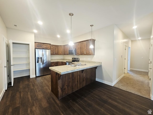 1704 W 300 S Unit Ud/L24, Mapleton, UT 84664 - kitchen featuring stainless steel appliances, a peninsula, light countertops, baseboards, and recessed lighting