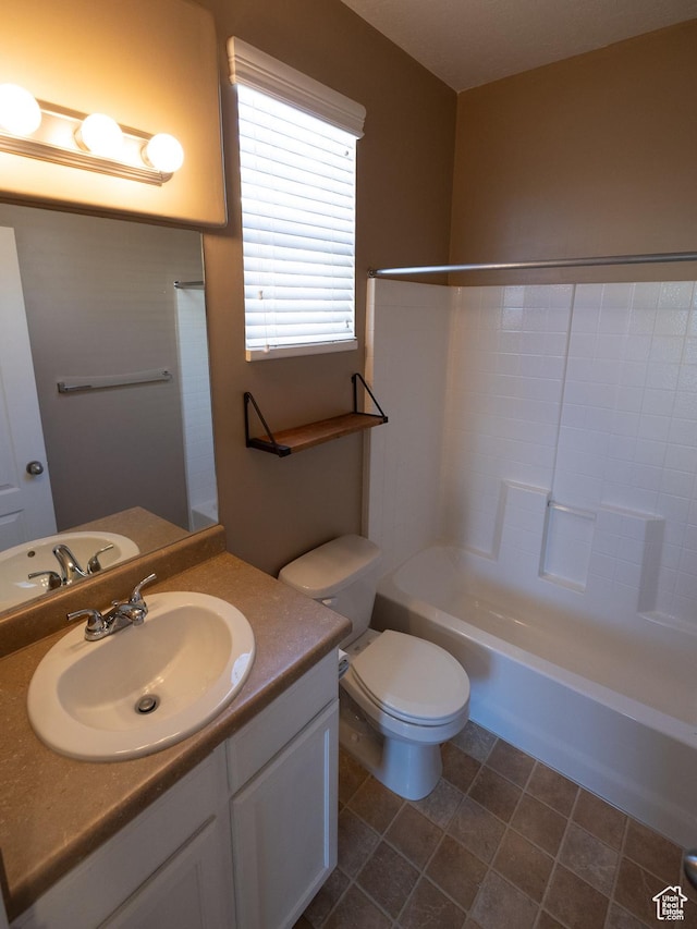 6324 S Traveler Ln W, West Jordan, UT 84081 - bathroom featuring toilet, vanity, and tub / shower combination