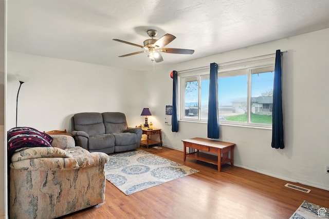 1170 N 1600 W, Lewiston, UT 84320 - living room with wood finished floors, ceiling fan, and baseboards
