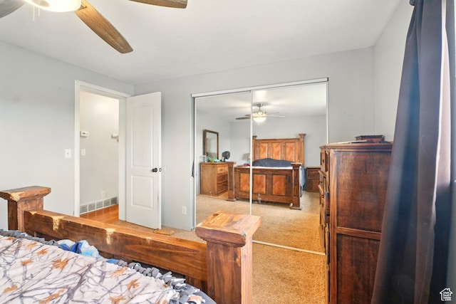 1170 N 1600 W, Lewiston, UT 84320 - bedroom with carpet floors, a closet, and a ceiling fan