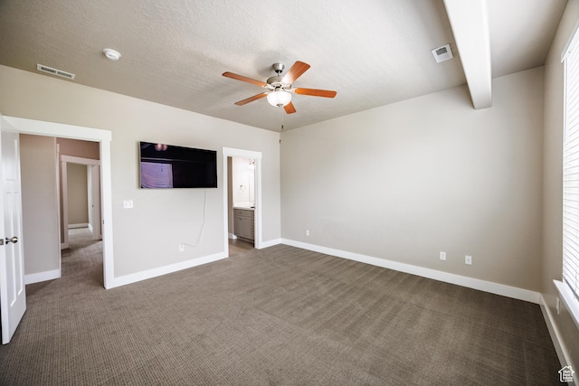 972 S High Ridge Rd, Spanish Fork, UT 84660 - unfurnished bedroom with dark carpet, baseboards, connected bathroom, and ceiling fan