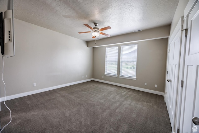 972 S High Ridge Rd, Spanish Fork, UT 84660 - unfurnished bedroom with carpet flooring, a textured ceiling, baseboards, and ceiling fan