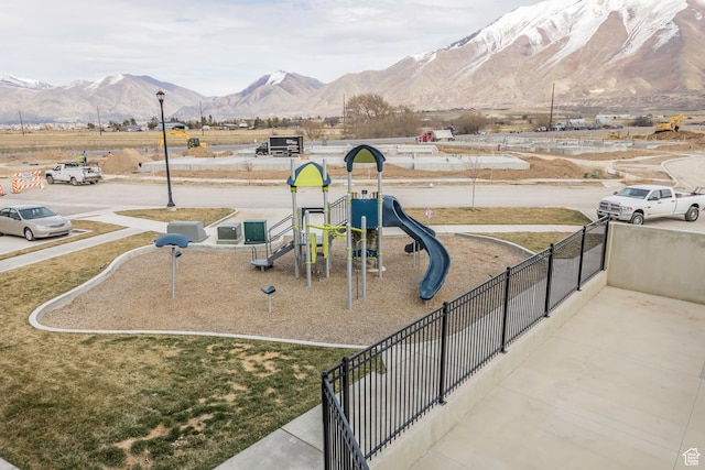 972 S High Ridge Rd, Spanish Fork, UT 84660 - community playground featuring a mountain view and fence