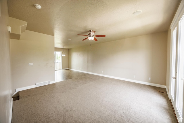 972 S High Ridge Rd, Spanish Fork, UT 84660 - carpeted empty room with ceiling fan, baseboards, and a textured ceiling