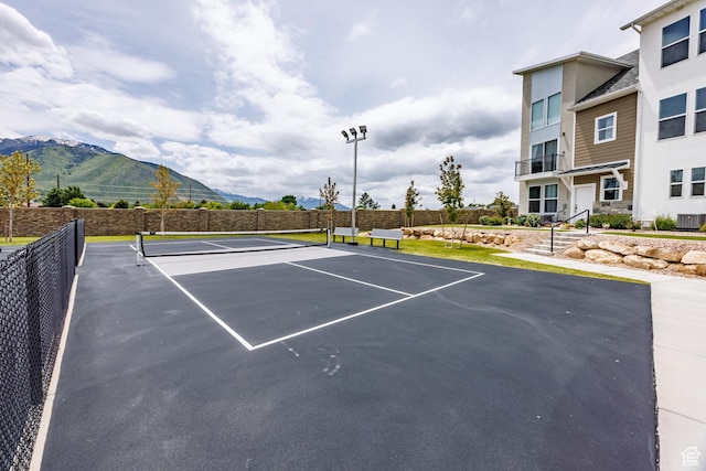 972 S High Ridge Rd, Spanish Fork, UT 84660 - view of tennis court with a mountain view and fence