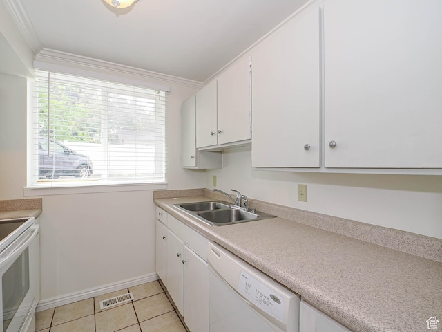2760 S 2000 E Unit 6A, Salt Lake City, UT 84109 - kitchen with a sink, white appliances, white cabinetry, baseboards, and ornamental molding