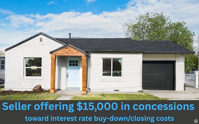 506 N 1000 W, Salt Lake City, UT 84116 - view of front of home featuring a garage, concrete driveway, and crawl space