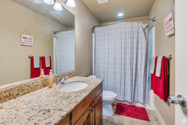 641 W 1450 S, Springville, UT 84663 - bathroom featuring toilet, vanity, shower / bath combo, and tile patterned flooring