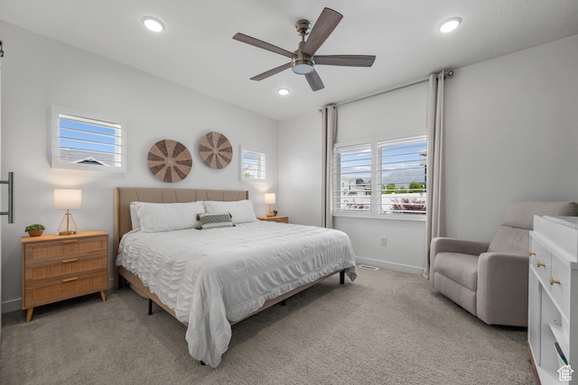 6613 S Ellerston Dr W, Murray, UT 84123 - carpeted bedroom featuring recessed lighting, baseboards, and ceiling fan