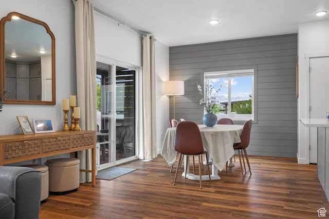 6613 S Ellerston Dr W, Murray, UT 84123 - dining area with wood finished floors, recessed lighting, and wood walls