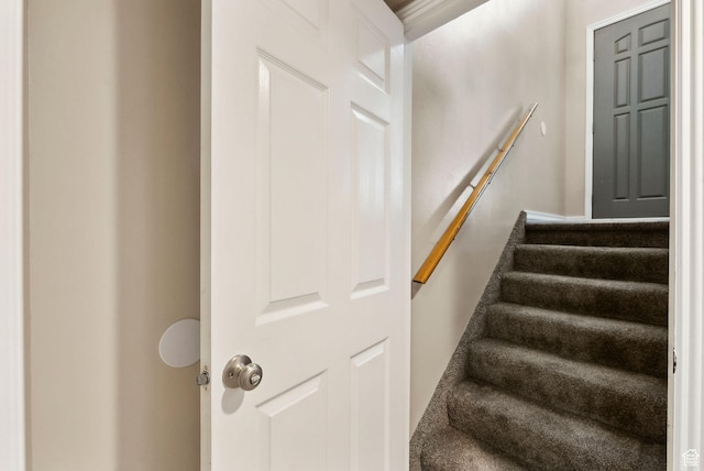 stairway with baseboards