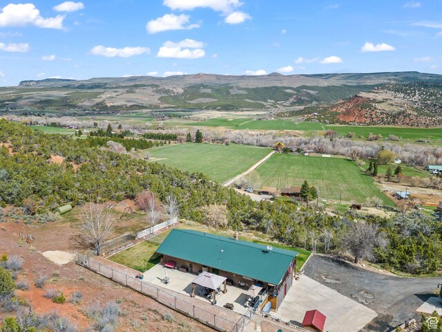 6407 N Dry Fork Cyn W, Dry Fork, UT 84078 - aerial view of property and surrounding area featuring a mountainous background and rural landscape