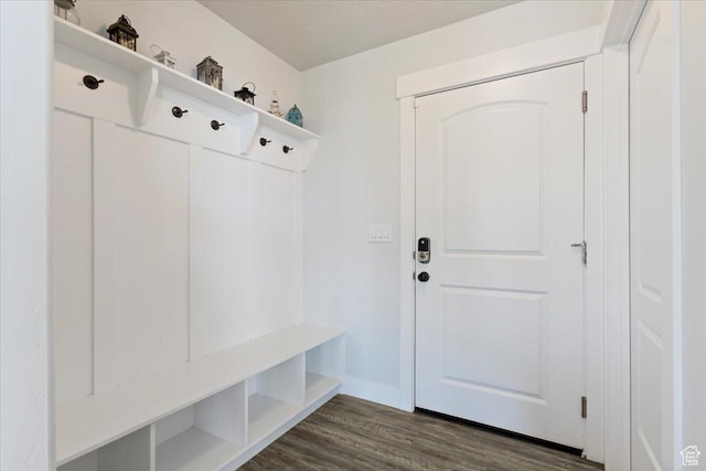 5118 N Blackbrush Dr, Eagle Mountain, UT 84005 - mudroom featuring dark wood-type flooring