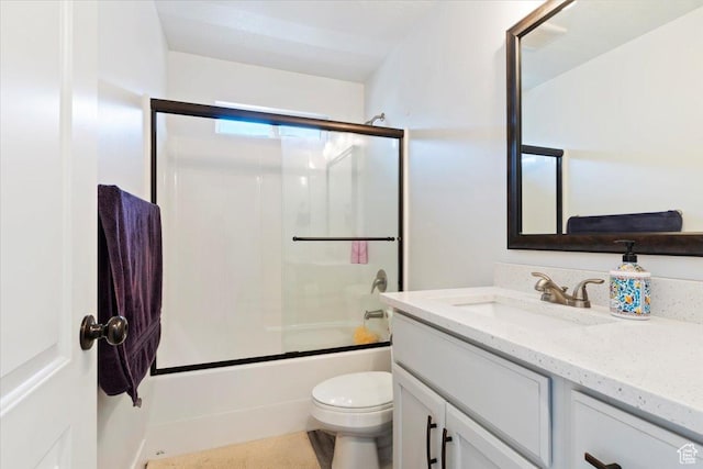 5118 N Blackbrush Dr, Eagle Mountain, UT 84005 - bathroom with vanity, shower / bath combination with glass door, and toilet