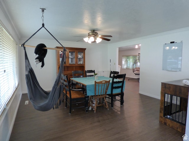 648 S 1350 E, Provo, UT 84606 - dining space with crown molding, wood finished floors, baseboards, and a ceiling fan