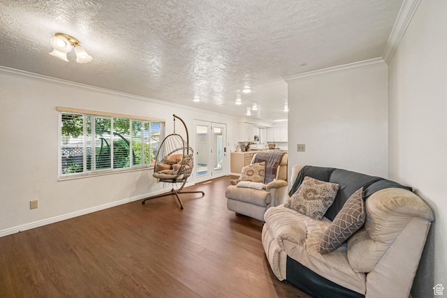648 S 1350 E, Provo, UT 84606 - living area with dark wood-style flooring, a textured ceiling, and ornamental molding