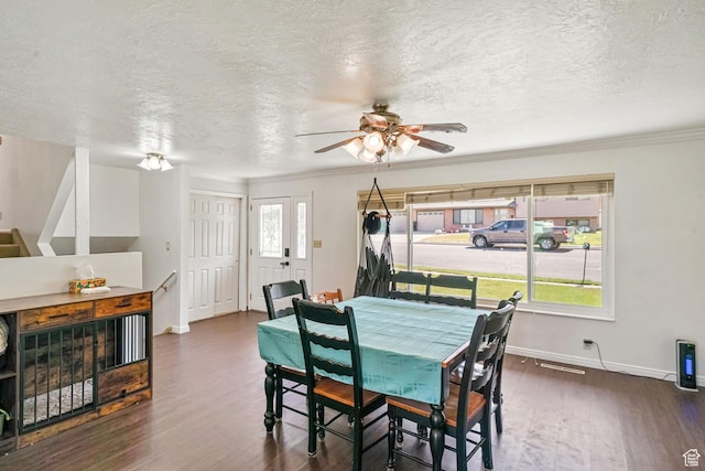 648 S 1350 E, Provo, UT 84606 - dining area with wood finished floors, ceiling fan, a textured ceiling, and crown molding