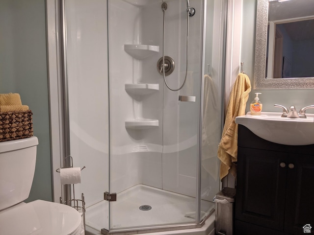 465 N 100th St E, Millville, UT 84326 - bathroom with toilet, a stall shower, and vanity