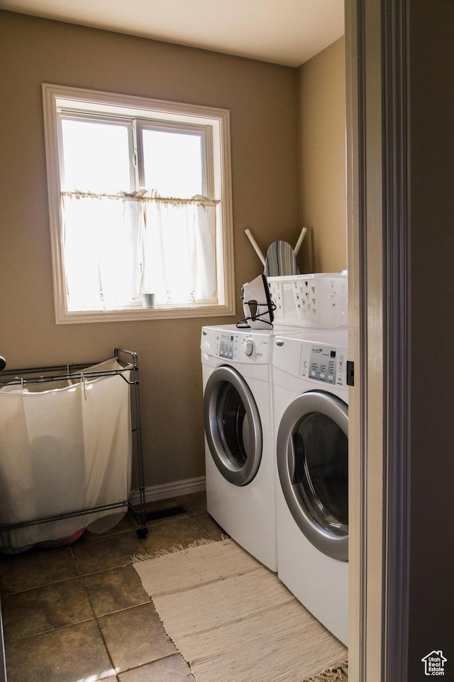 465 N 100th St E, Millville, UT 84326 - washroom with separate washer and dryer, baseboards, and tile patterned flooring