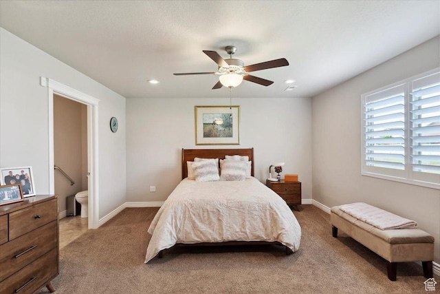 1776 W 3025 S, Syracuse, UT 84075 - bedroom with carpet, baseboards, ceiling fan, ensuite bath, and recessed lighting