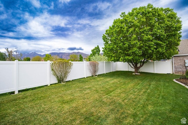 view of yard with a mountain view