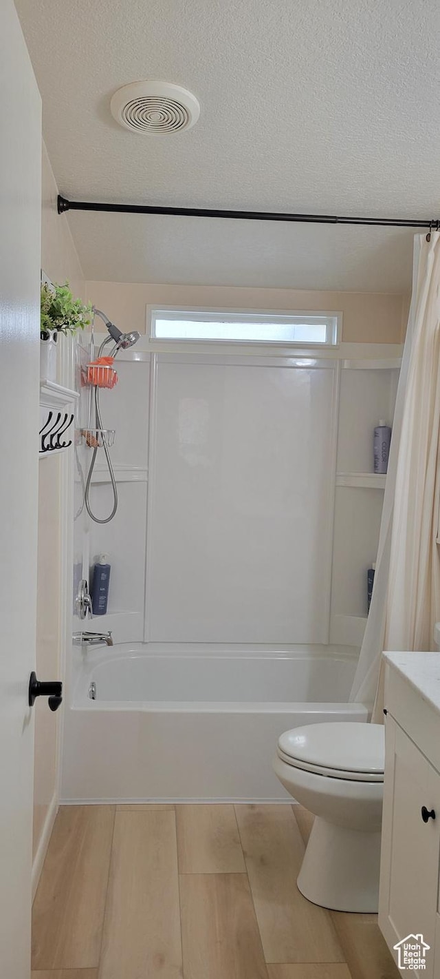 65 E 200 S, Orderville, UT 84758 - full bath with toilet, shower / tub combo with curtain, vanity, and a textured ceiling