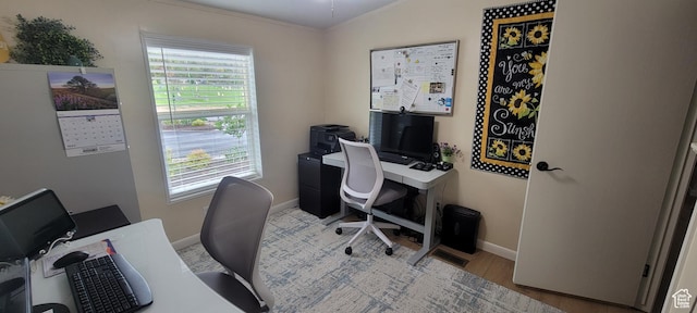 65 E 200 S, Orderville, UT 84758 - home office featuring baseboards, healthy amount of natural light, ornamental molding, and wood finished floors