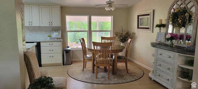 65 E 200 S, Orderville, UT 84758 - dining area with ceiling fan, plenty of natural light, baseboards, and light wood-style flooring