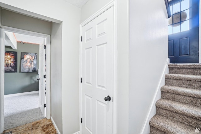 517 E Canyon View Dr N, Ogden, UT 84404 - stairway featuring baseboards and carpet flooring