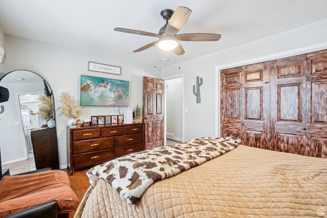 517 E Canyon View Dr N, Ogden, UT 84404 - bedroom featuring baseboards, a ceiling fan, and a closet