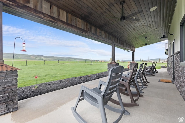 22 Old Ranch Rd, Montpelier, ID 83254 - view of patio featuring a ceiling fan and a rural view