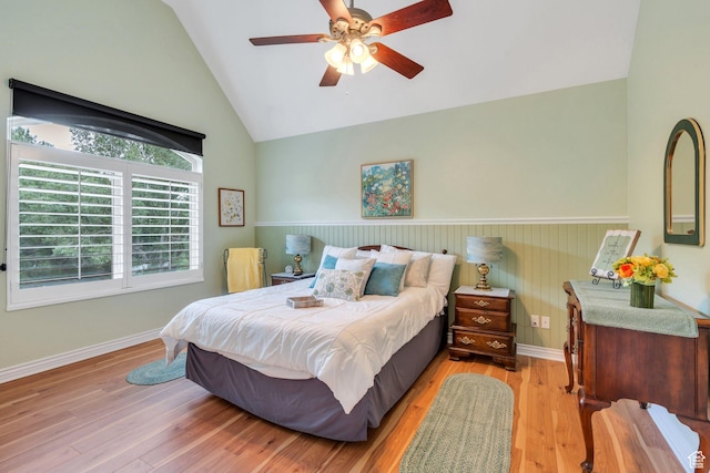 861 N 1100 E, Pleasant Grove, UT 84062 - bedroom with light wood finished floors, ceiling fan, baseboards, and high vaulted ceiling