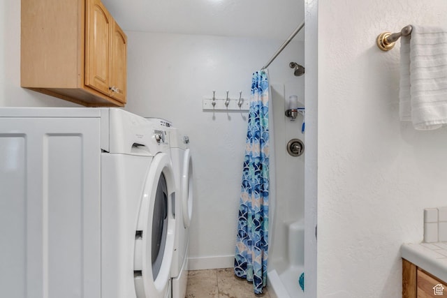 861 N 1100 E, Pleasant Grove, UT 84062 - laundry room featuring separate washer and dryer, cabinet space, and light tile patterned flooring