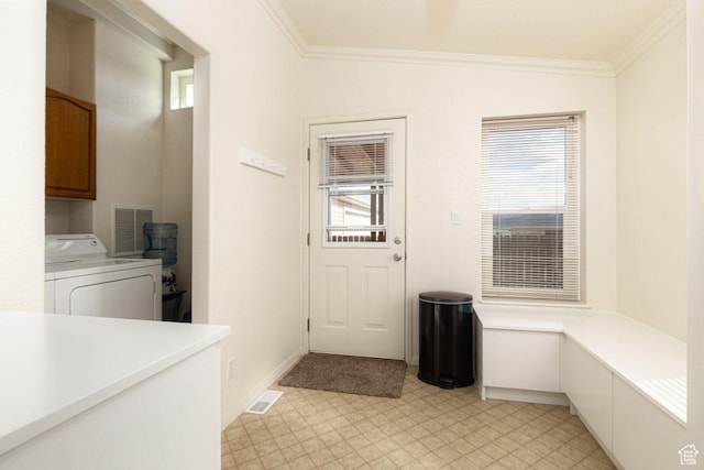 5177 W 1525 S, Cedar City, UT 84720 - washroom with washer / clothes dryer, ornamental molding, light flooring, healthy amount of natural light, and cabinet space