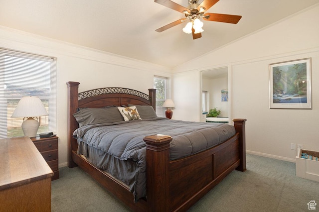 5177 W 1525 S, Cedar City, UT 84720 - carpeted bedroom with lofted ceiling, a ceiling fan, and baseboards