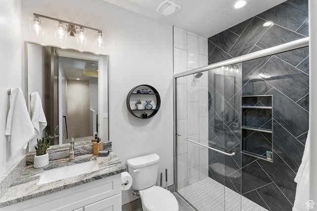 5266 W 2480 S Unit 132, Hurricane, UT 84737 - full bath with toilet, vanity, a shower stall, and recessed lighting
