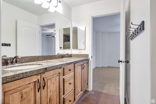 845 S 1840 W, Orem, UT 84059 - bathroom with tile patterned flooring, double vanity, and a ceiling fan