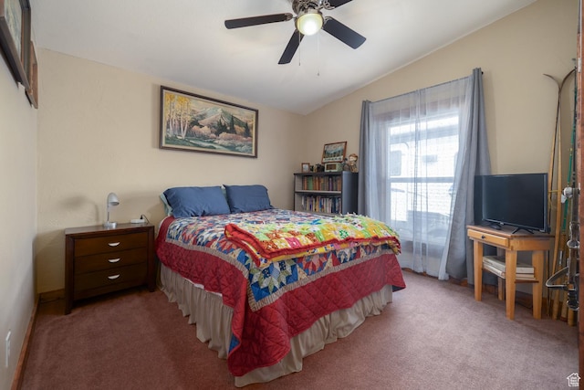 3820 W Main St, Vernal, UT 84078 - carpeted bedroom with lofted ceiling and a ceiling fan