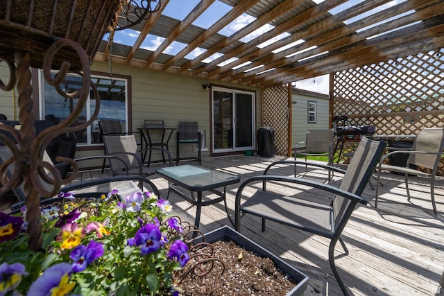 3820 W Main St, Vernal, UT 84078 - wooden terrace featuring outdoor dining area and a pergola
