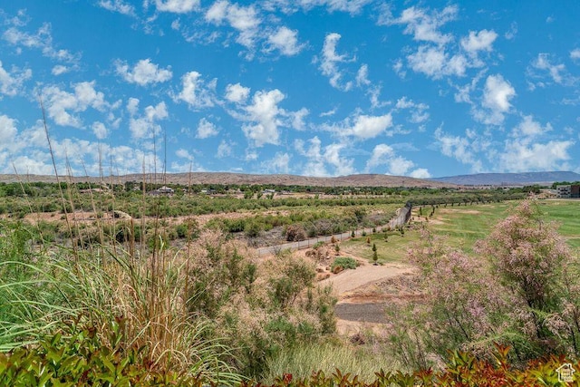 view of mountain background featuring rural landscape