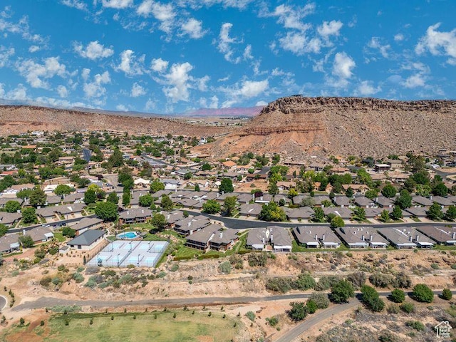 drone / aerial view of a mountain backdrop