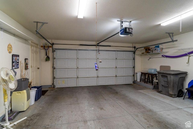 garage with a garage door opener