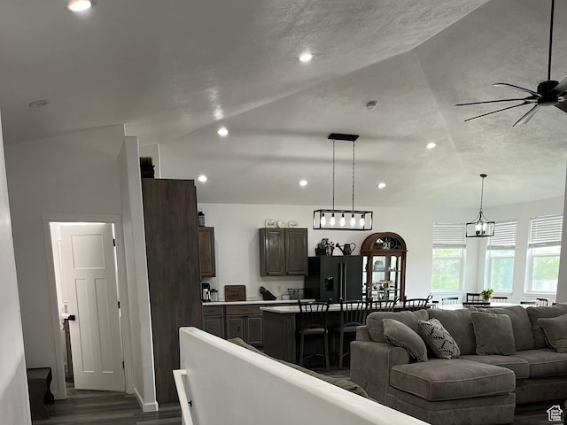 365 N 100 E, Ferron, UT 84523 - living area featuring a ceiling fan, dark wood finished floors, and recessed lighting
