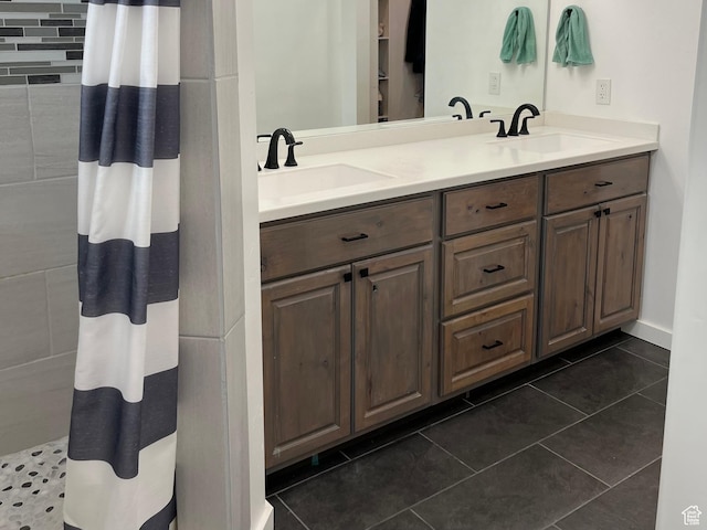 365 N 100 E, Ferron, UT 84523 - full bathroom featuring double vanity, tile patterned flooring, and a tile shower