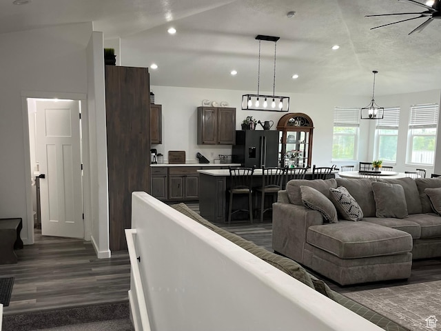 365 N 100 E, Ferron, UT 84523 - living area featuring recessed lighting, dark wood-style floors, and a ceiling fan